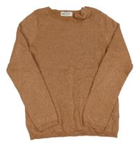 Broskovový trblietavý sveter s 3D mašlou H&M