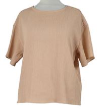 Dámská světlerůžová mačkaná crop halenka UniQlo 