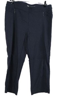 Dámske tmavomodré bodkované capri elastické nohavice C&A