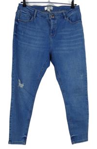 Dámské modré skinny petite rifle s prošoupáním Dorothy Perkins