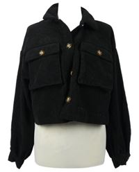 Dámská černá manšestrová crop košilová bunda Shein 