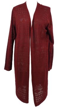 Dámský vínový ažurový svetrový cardigán Papaya 