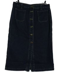 Dámská tmavomodrá áčková riflová propínací sukně Next 