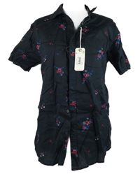 Nové - Pánska čierna kvetovaná košeľa Cotton On