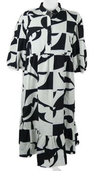 Dámské černo-bílé vzorované košilové midi šaty Shein 