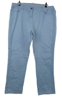 Dámské světlemodré plátěné kalhoty s krajkou 