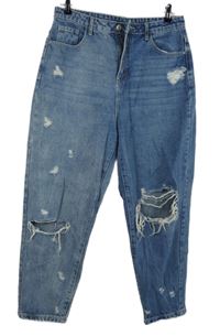 Dámské modré mom rifle s dírami Shein 