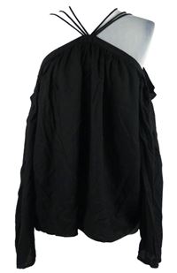 Dámska čierna blúzka s odhalenými rameny a ozdobnými ramínky Very