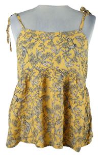 Dámský okrový kytičkovaný peplum top Primark 