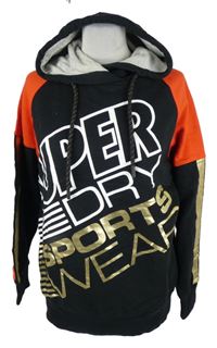 Dámska čierno-červeno-zlatá mikina s nápismi a kapucňou Superdry