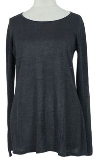 Dámske tmavosivé trblietavé úpletové tričko Orsay