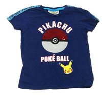 Tmavomodré tričko s Pokéballem z flitrů a Pikachu Pep&Co