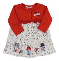 Červeno-bílé bavlněné šaty s obrázky s všitým body M&Co.
