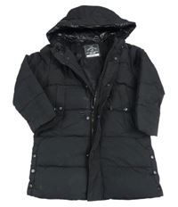 Čierny šušťákový zimný kabát s nápisom a kapucňou zn. George