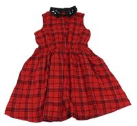 Červeno-čierne kockované šaty s golierikom s flitrami George