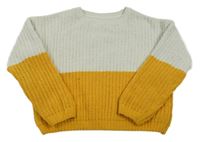 Bielo-žltý žinylkový oversize mikina C&A