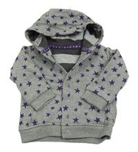 Sivá obojstranná prepínaci mikina s hviezdami a kapucňou