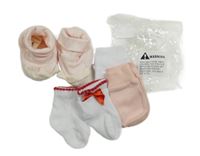 4set- 2x rukavice+ biele ponožky+ ružové cápačky