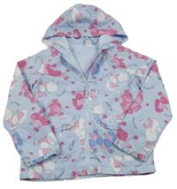 Světlemodrá šusťáková jarní bunda s pejsky a kapucí Little kids