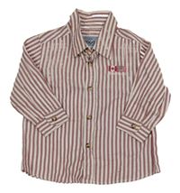 Vínovo-biela pruhovaná košeľa s výšivkou