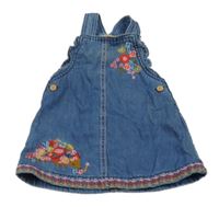 Modré rifľové podšité šaty s kvietkami Mothercare