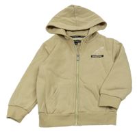 Béžová propínací mikina s dinosaurem s kapucí