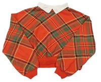 Červeno-zeleno-žltá vzorovaná mikina s golierikom H&M