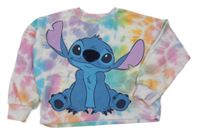 Bílo-barevná batikovaná oversize mikina se Stitchem Disney