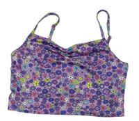 Fialový kvetovaný crop top Shein