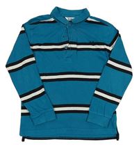 Azurovo-bílo-černé pruhované polo triko M&Co.