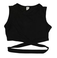 Čierny rebrovaný crop top Shein