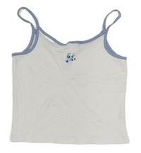 Biely rebrovaný crop top s kvietkami H&M