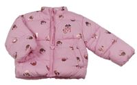 Ružová šušťáková zimná bunda s Minnie Disney