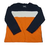 Tmavomodro-bílo-oranžové triko Primark