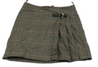 Hnedo-čierno-ružová úpletová sukňa s přezkou C&A