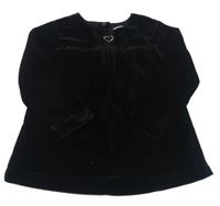 Čierne zamatové šaty so srdíčkem z kamínků KANZ