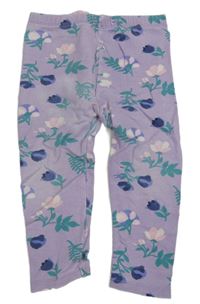 Levandulové legíny s kvietkami