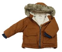 Skořicová šušťáková zimná bunda s kapucňou F&F