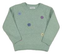 Svetlozelený károvaný sveter s kvietkami Primark