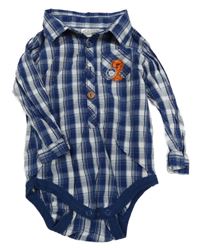 Tmavomodro-bílá kostkované košilové body s pohárem Ergee