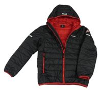 Černá šusťáková zateplená bunda s kapucí 