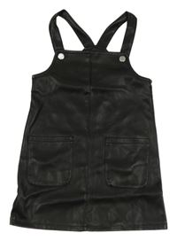 Čierne koženkové na traké šaty s vreckami Primark