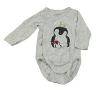 Světlešedé melírované zavinovací body s tučňáčky H&M