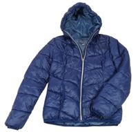 Tmavomodrá šusťáková prošívaná lehká zateplená bunda s kapucí Alive