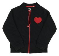 Čierna prešívaná prepínaci mikina so srdcem C&A