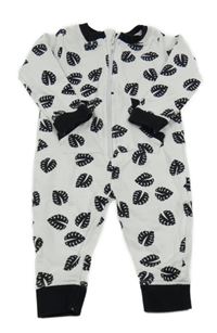 Bielo-čierny overal s listami