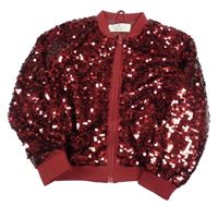 Rubínový flitrový jarní bomber H&M
