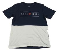 Tmavomodro-bílé tričko Jack & Jones