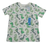 Nové - Bílé tričko s dinosaury Primark