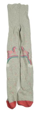 Šedo-růžové vzorované punčocháče s jednorožci Next